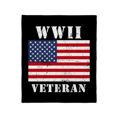 WWII Veteran American Flag Blanket: Distressed Design Tribute