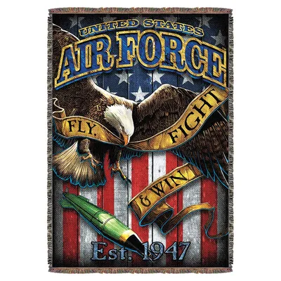 Fly Fight Win Eagle Blanket: Air Force Banner Design