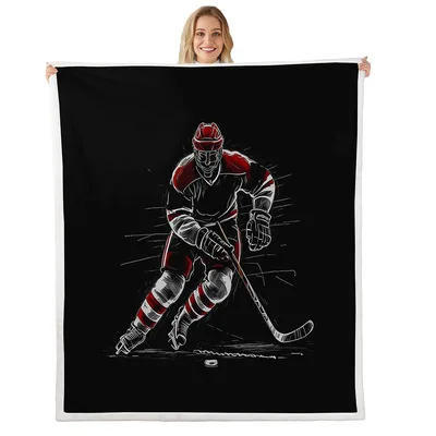 Hockey Player Blanket: Sketch of a Skater in Action