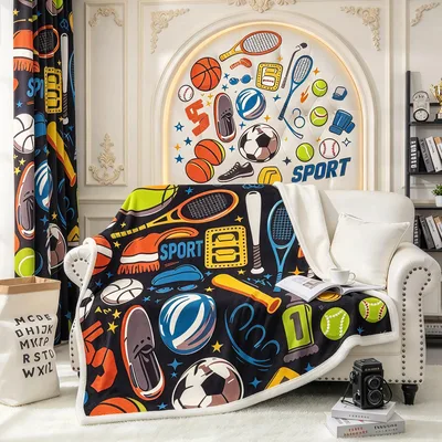 Sports Lover Blanket featuring a vibrant sports ball pattern