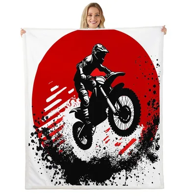 Dirt Bike Lover Blanket: Motocross Rider Art for Extreme Sports Fans