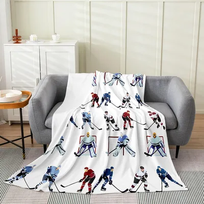 Hockey Players Blanket: Illustrated Ice Rink Action for Young Athletes
