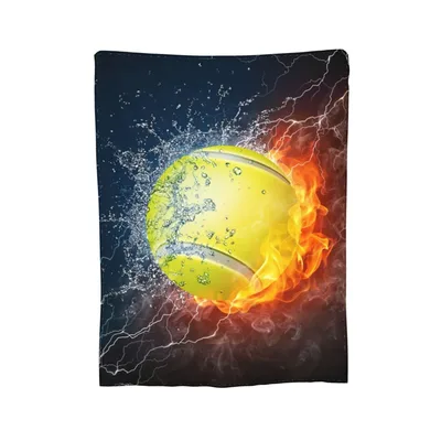 Tennis Ball Fire Water Blanket: Dynamic Sports Design with Elements