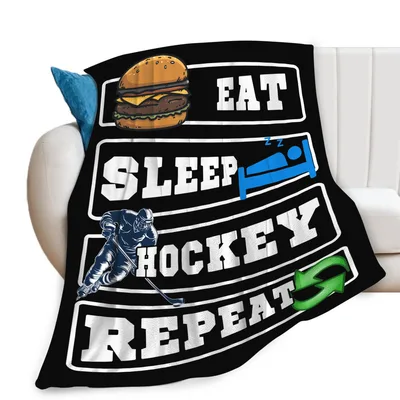 Hockey Eat Sleep Repeat Blanket for Dedicated Players