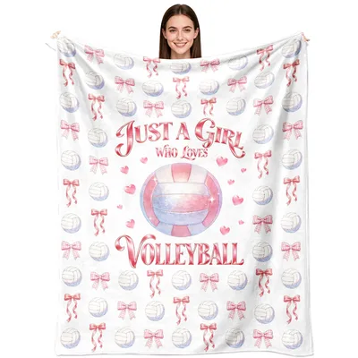 Volleyball Girl Bows Blanket: Just a Girl Who Loves Volleyball Design