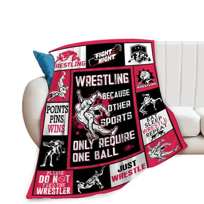 Wrestling Sports Fans Blanket featuring a red