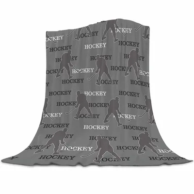 Hockey Player Silhouette Blanket for Ice Rink Lovers