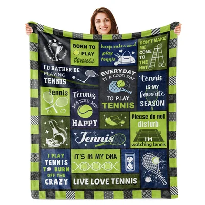 Tennis Lover Patchwork Blanket features green