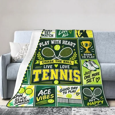 Tennis Lover Quotes Blanket: Play With Heart Design for Court Fans