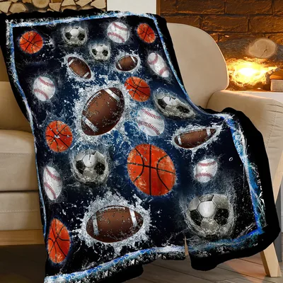 Sports Balls Splashing Blanket: A Dynamic Print for Active Lovers