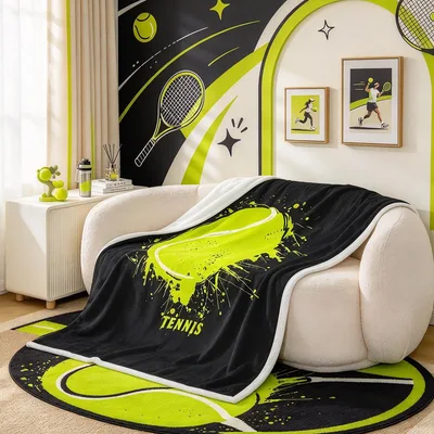Tennis Ball Blanket: A Bold Neon Print for Court Lovers