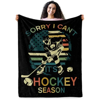 Hockey Player Retro Flag Blanket - Sorry I Can't It's Hockey Season