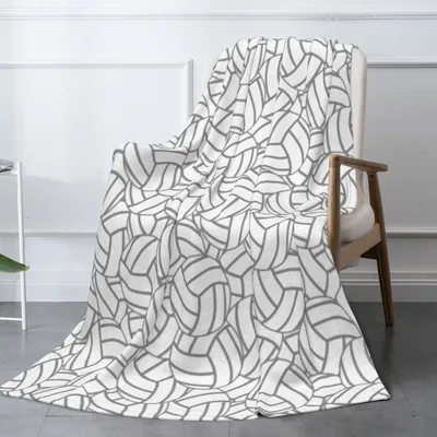 Grey Outline Volleyball Balls Blanket for Court Lovers