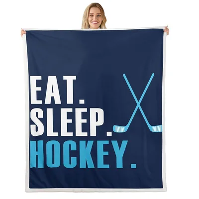 Hockey Lover Sports Fan Blanket: Eat Sleep Hockey Design
