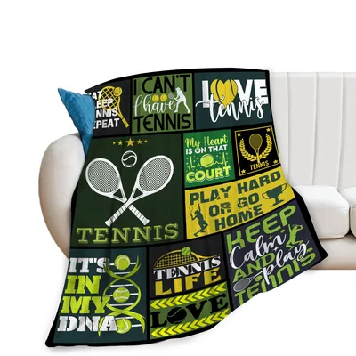 Tennis Life Patchwork Collage Blanket for Court Lovers
