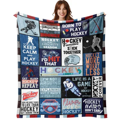 Hockey Collage Sports Fan Blanket for Players and Enthusiasts