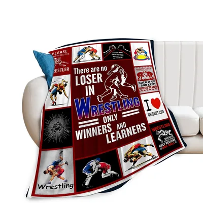Wrestling Sports Fan Blanket Celebrating Winners and Learners on Mat