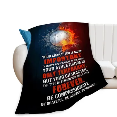 Volleyball Motivational Quote Blanket featuring a dual-element ball