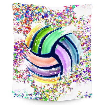 Volleyball Sports Art Blanket: Colorful Painted Ball Design