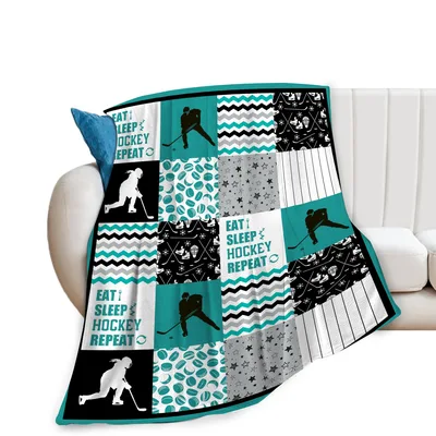 Hockey Patchwork Design Blanket for Players Who Live the Game