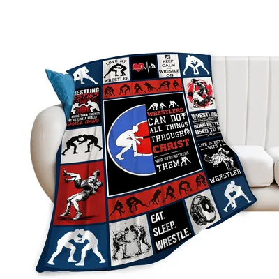 Wrestling Sport Faith Blanket features wrestlers