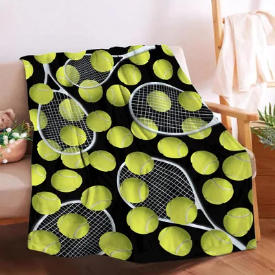 Tennis Balls and Rackets Blanket: A Pattern of Neon Gear
