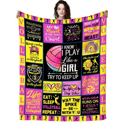 I Know I Play Blanket: Volleyball Girl Collage Design