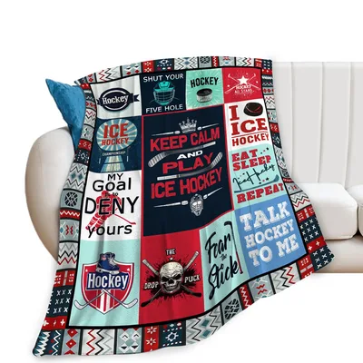 Ice Hockey Hockey Player Blanket for Fans of Puck and Stick