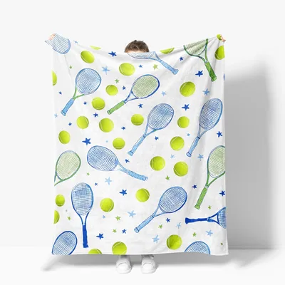Tennis Rackets and Balls on White Blanket for Court Lovers