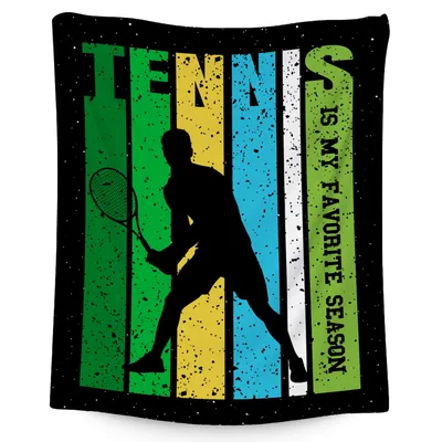 Tennis Player Silhouette Blanket features a retro striped