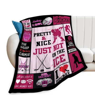 Girls Hockey Pink Blanket: Pretty and Nice Just Not on the Ice Design