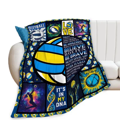 Volleyball Inspirational Quotes Blanket featuring a large blue ball