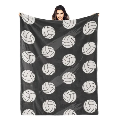 Volleyball Pattern on Black Blanket for Court Lovers