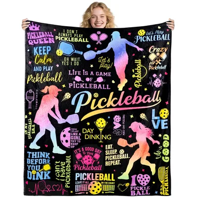 Pickleball Players Sports Fan Blanket featuring colorful silhouettes