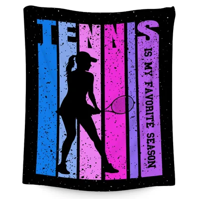Retro Tennis Girl Silhouette Blanket - Court Ready Design