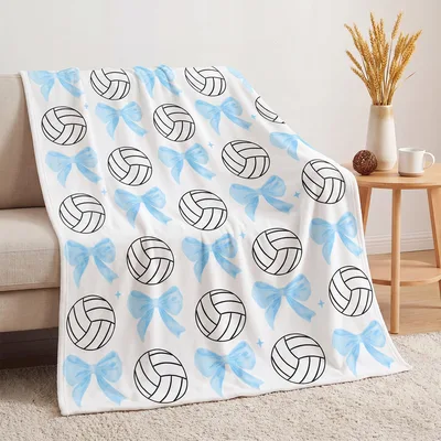 Volleyball Coquette Bow Pattern Blanket