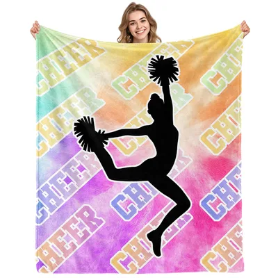 Cheerleader Silhouette Pom Poms Blanket