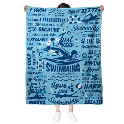 Swimming Swimmer Quotes Blanket for Athletes Who Love the Water
