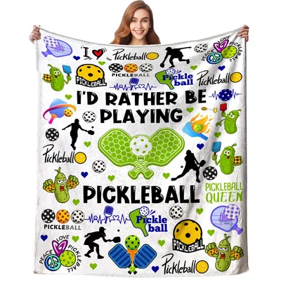 Pickleball Lover Blanket: I'd Rather Be Playing Pickleball Design