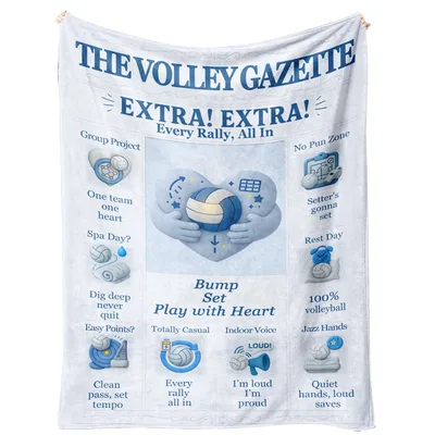 Volleyball Newspaper Design Blanket: The Volley Gazette Print