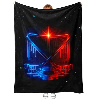 Neon Hockey Sticks Blanket: Glowing Goal Design for Fans