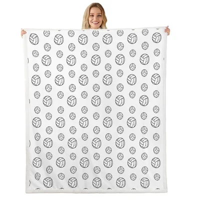 Black Outline Volleyballs Blanket: Simple Sports Pattern for Fans