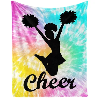 Cheerleader Silhouette Tie Dye Blanket: Vibrant Cheer Design for Fans