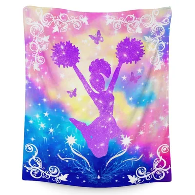 Cheerleader Pompoms Galaxy Blanket: Glittery Silhouette Design