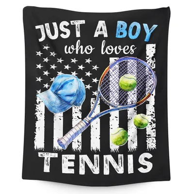 Tennis Boys Sports Blanket: Just a Boy Who Loves Tennis Design