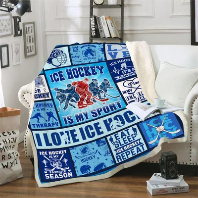 Ice Hockey Players Collage Blanket for Fans of the Game