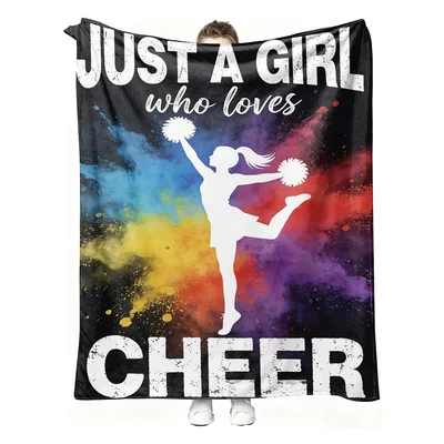Cheer Silhouette Splash Blanket: Just a Girl Who Loves Cheer Design