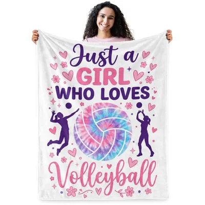 Volleyball Love in Pink Blanket