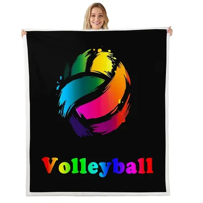 Volleyball Rainbow Sports Blanket: Colorful Art Design for Players