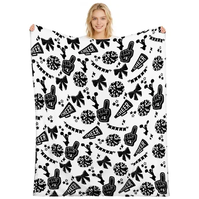 Black and White Cheer Blanket: Pom Pom Pattern for Fans